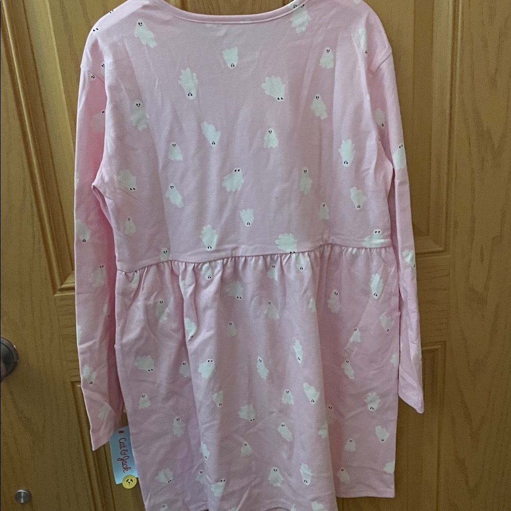 Cat & Jack Pink Ghost Dress - pink with white ghosts size L 10/12 - Picture 6 of 6
